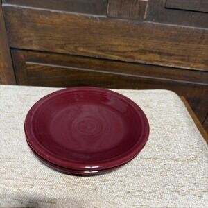 Homer Laughlin Fiesta Ware Salad Plates, Fiesta Burgundy  Set Of 2 7"